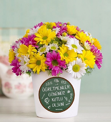 retmenler Gnnz Kutlu Olsun Sticker Rengarenk Papatyalar